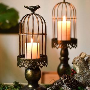 Bandlers 3pcs porte-cage décoratifs de cage à oiseaux noirs et blancs lanternes vintage pour centres de centres de mariage Dinner décor