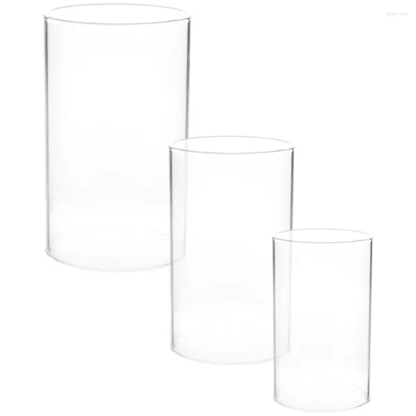 Bougeoirs 3 pièces bougeoir en verre Tube ombre thé support de lumière couverture accessoires cylindre Vase