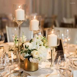 Candelabros 3 unids/set copa de cristal claro té luz candelabros para mesa centro de mesa boda hogar baño Bar decoración de fiesta