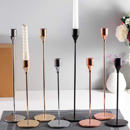 Bandlers 3PCS / Set Metal Style chinois Simple Golden Weddin Decoration Bar Party for Living Room Home Decor Candlestick