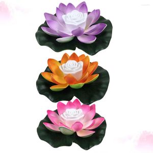 Bougeoirs 3pcs eau flottante lotus clair fleur romantique en forme de piscine Bouddha avec batteries