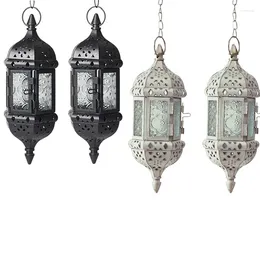 Candlers 4 pack Pold Hanging porte-lustre Chandelier Maroc Lantern Vintage Lantern Contient une chaîne de 40 cm (Blackwhite)