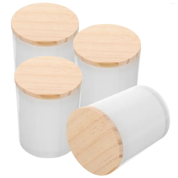 Candelabros 4 piezas contenedor tarro de vidrio cena fiesta candelabros blancos portavelas de madera