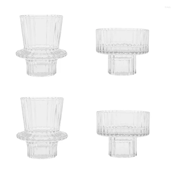 Candillas Portes 4 PCS Glass 2 tamaños diferentes soportador de diseño acanalado moderno para la decoración de la boda