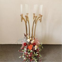 Candelabros 4 PCS Metal Candelabro Acrílico Mesa de boda Centros de mesa Soporte de flores Candelabro para decoración del hogar