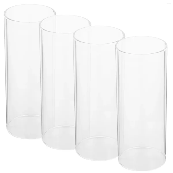 Bougeoirs 4 pièces abat-jour en verre artisanat tasse couvercle simple récipient décoratif support bougies coniques transparentes cylindre droit