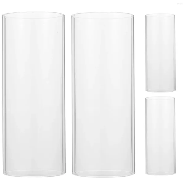 Bougeoirs 4 pièces ombre simple couvercle en verre bouchon récipient transparent cylindre à haute teneur en borosilicate