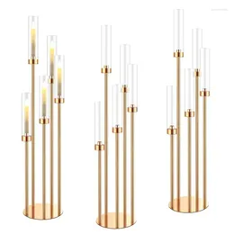 Candalas de velas 4 piezas/lote Centralos de candelabra de piso de oro 42.5 '' Alto metal 5 brazos