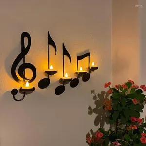 Candillas Portes 4pcs Música Soportista Decoración de la pared Rack de té de hierro Símbolo musical para el aula de la oficina en casa