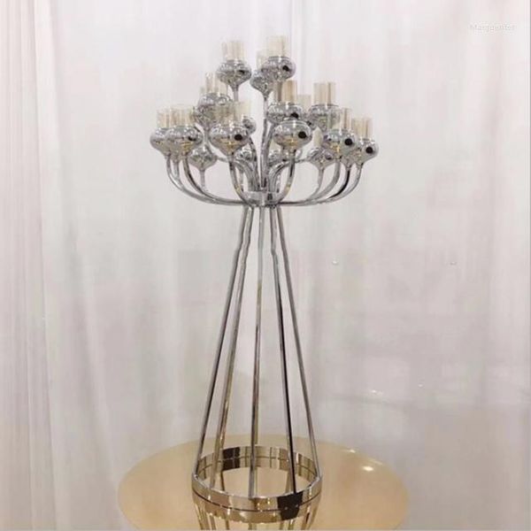 Bougeoirs 4pcs) décor de mariage Vintage métal candélabres centres de table conique en laiton porte-bâton chandelier Yudao2001