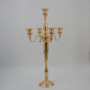 Geen kaars inclusief) Candle Houders 5-Arms Metal Gold Candelabras Crystal Candlesticks voor bruiloft event centerpieces Senyu0578