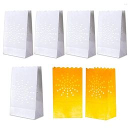 Kandelaars 50 STUKS Witte Luminary Zakken Vlambestendig Zon Ontwerp Armaturen Voor Bruiloft Halloween Kerst