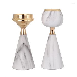 Candelabros 50LF hierro forjado imitación mármol candelabro soporte centros de mesa decoración para el hogar boda fiesta mesa de comedor