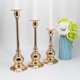 Bougeoirs 50pcs) vente or candélabre chandelier brillant support métal mariage Table centres de table