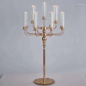 Bougeoirs 5pcs) 16 bras chandelier en or support en métal avec tasse en acrylique pour décor d'événement Yudao1274