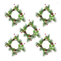 Kerzenhalter 5 Stück Weihnachtskranzhalter Ringe mit künstlichen Tannennadeln Tropfen