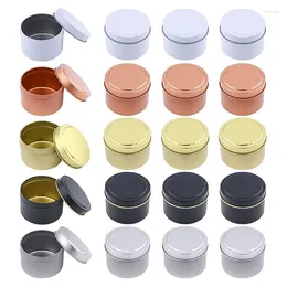 Bougeoirs 5 pièces pot rond en fer blanc 4oz couvercle convexe épaissi petite boîte en fer 120ml porte-gobelet en métal Simple