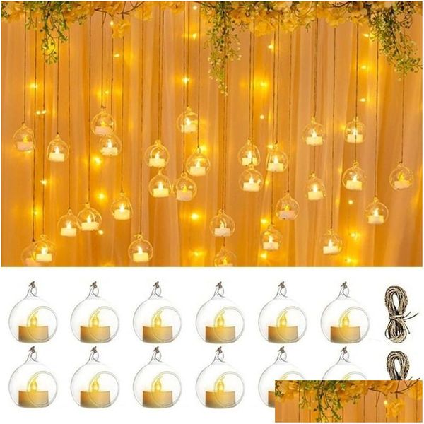 Bandlers 6 12pcs mini porte-profil en verre suspendu avec LED pour la décoration d'arbre de fête de mariage 230701 Drop livraison DH8WJ