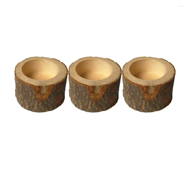 Bougeoirs 6 pièces Pot de fleur support en bois de mariage moyen souche en bois succulente planteur rustique