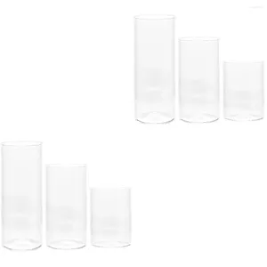 Kandelaars 6 stuks glazen beker decor voor thuis cilinders houder pot duidelijke deksel pijlerkaarsen huisdecoraties
