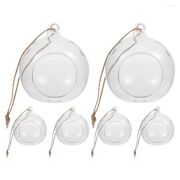 Bougeoirs 6 pièces suspendus boule de verre sphère Terrarium support plat planteur décor bougies chauffe-plat