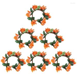 Bandlers 6 pièces / Ensemble magnifique porte-Noël baies orange cercle décoration anneaux votifs