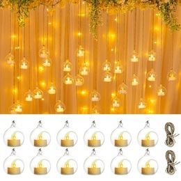Kandelaars 612 stuks Mini hangende glazen theelichtje Globe kaarshouder met LED kaars voor bruiloft boomdecoratie 230925