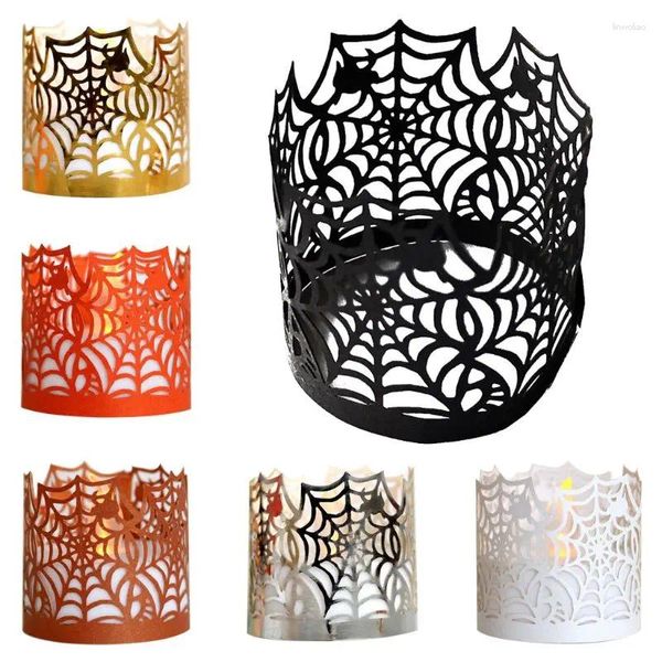 Bougeoirs 67je 50pcs Halloween Web Paper Cut creux sans flamme Tea Light Lam