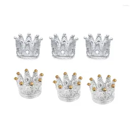 Kandelaars 6 stuks helder glas romantische kroon theelichtje kandelaar standaard tafel middelpunt thuis bruiloft diner decoratie