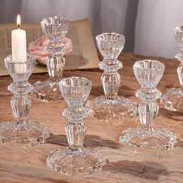Bandlers 6pcs en verre conique de verre Set Porte-masse en cristal transparent pour la maison de mariage à la maison décor de table