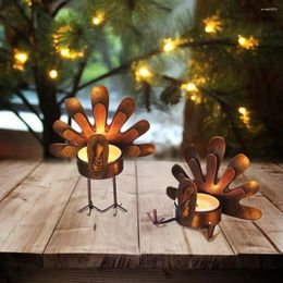 Candlers 6pcs Metal Standing Turkey Tea Halder Lightder Thanksgiving Holiday Atmosphère Table Table (pas de bougies)