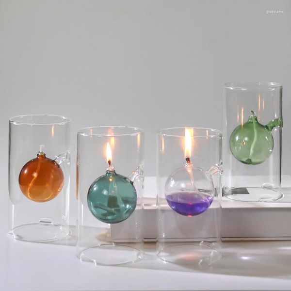 Bougeoirs 6 pièces/paquet 8 15cm forme de cylindre verre Transparent lampe à huile décoration de la maison support Table chandelier accessoire de mariage