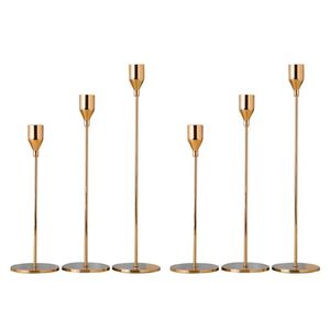 Candle Houders 6 stks / set Chinese stijl metalen eenvoudige gouden bruiloft decoratie bar party woonkamer decor home