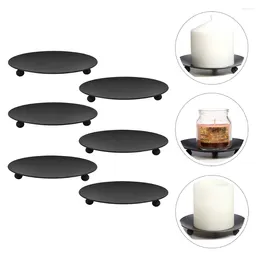 Bougeoirs 6 pièces centres de table de mariage pour Tables support de plaque conique pilier noir support décoratif pièce maîtresse LED