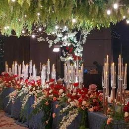Candelabros de metal, candelabros, floreros, mesa de boda, centro de mesa, soporte de pilar, decoración de fiesta, 6 uds.