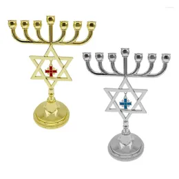 Bandlers 7 Branch Juif Metal Pendant Star Holder Temple Temple Menorah Ornement Drop