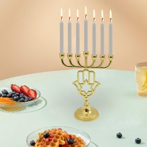 Candle Holders 7 Branches Holder Hanukkah Menorah Ornament Anniversary Party Decor