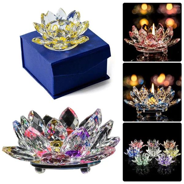 Candalas de 7 colores Glass Crystal Glass Flower Tea Lighter Budista Budista