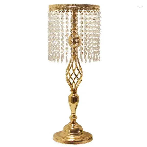 Candelabros de 70 cm con diamantes de imitación, candelabro de plata y oro, soporte para centro de mesa, candelabro de cristal, decoración de boda SN402