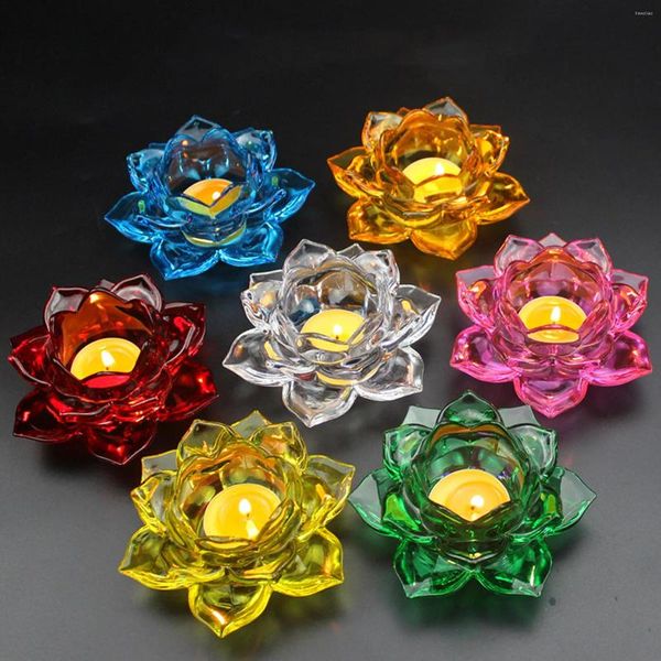 Bougeoirs 8 couleurs en verre en verre Lotu Fleur