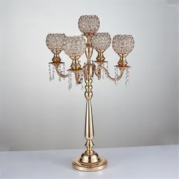 Kaarsenhouders 85 cm hoge gouden bruiloft kandelabras met kristallen ballen rekwisieten tafel middelpunt 2 stvig/lot centros de mesa para boda