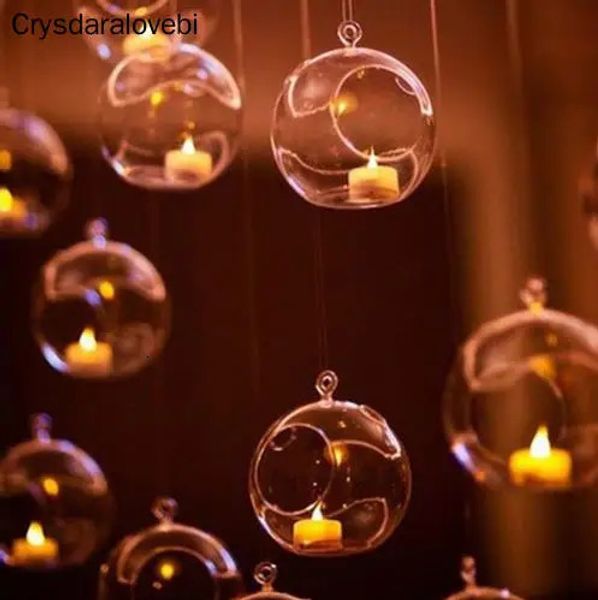 Bougeoirs 8 pièces verre suspendu bougeoir chandelier maison fête de mariage dîner décor rond verre plante à air bulle cristal 231201