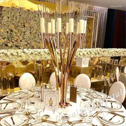 Bougeoirs 8pcs)Centres de décoration de mariage 110cm de haut en métal CandélabreMariage Chandeliers Candélabre Fleur Stand Acrylique