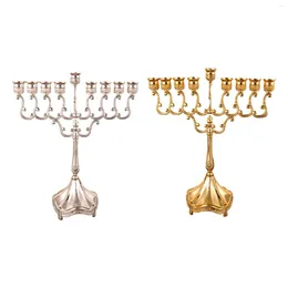 Candlers 9 succursales support chandelle candélabre en métal candélabre Hanoukka Menorah pour le décor de banquet de fête d'anniversaire cadeau