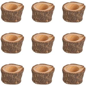 Kaarsenhouders -9 Pack hout teen stot thee lichthouder m maat binnen boring rustieke bruiloft decoraties