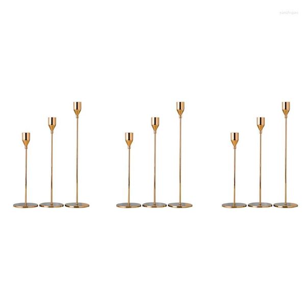 Bougeoirs 9 pièces/ensemble Style chinois métal Simple doré barre de mariage fête salon décor maison chandelier