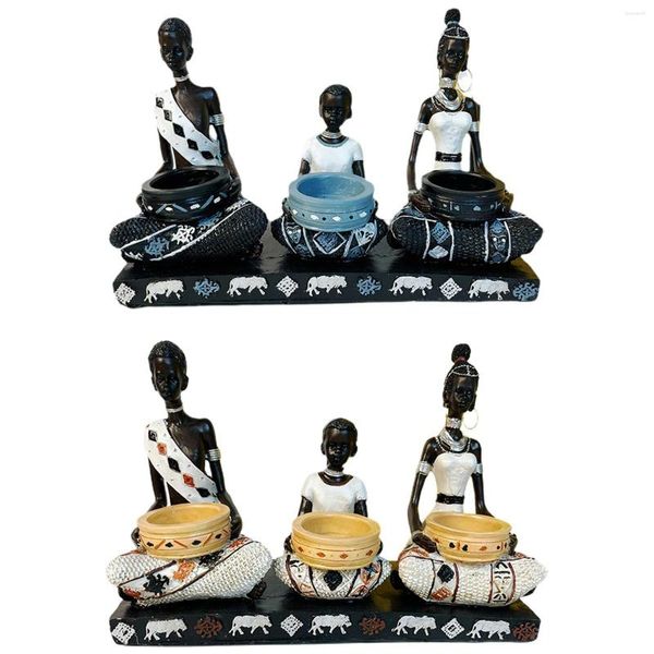 Bougeoirs Art Africain Statues Figurines Tribales Candélabre Photophore Pour Intérieur Extérieur Salon Partie Table À Manger