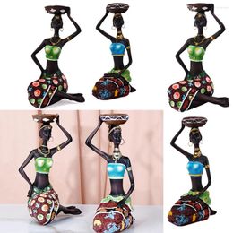 Kandelaars Afrikaanse vrouwen 8,5" decor voor tafel bureau decoratieve eetkamer kandelaar sculpturen hars kandelaar Vintage