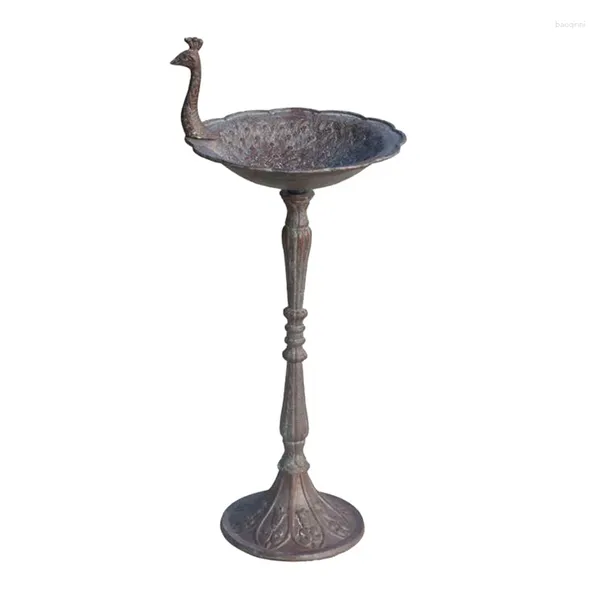 Candelabros con apertura de hierro Vintage de estilo americano, plato para beber y alimentar pájaros, decoración de césped y jardín para el hogar