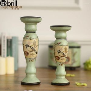 Candlers de style américain en céramique chandelier rétro support vintage bougies de maison décoration candélabros décorativos de velas vase